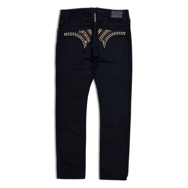 Robin Men's Jeans – Black with Red & Silver Crystal