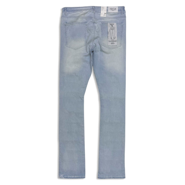Focus Men's Stacked Shredded Jeans – Light Blue