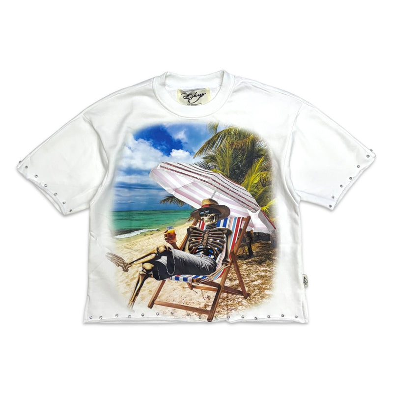 BKYS Heaven Made Skeleton Beach Cropped Tee (White)