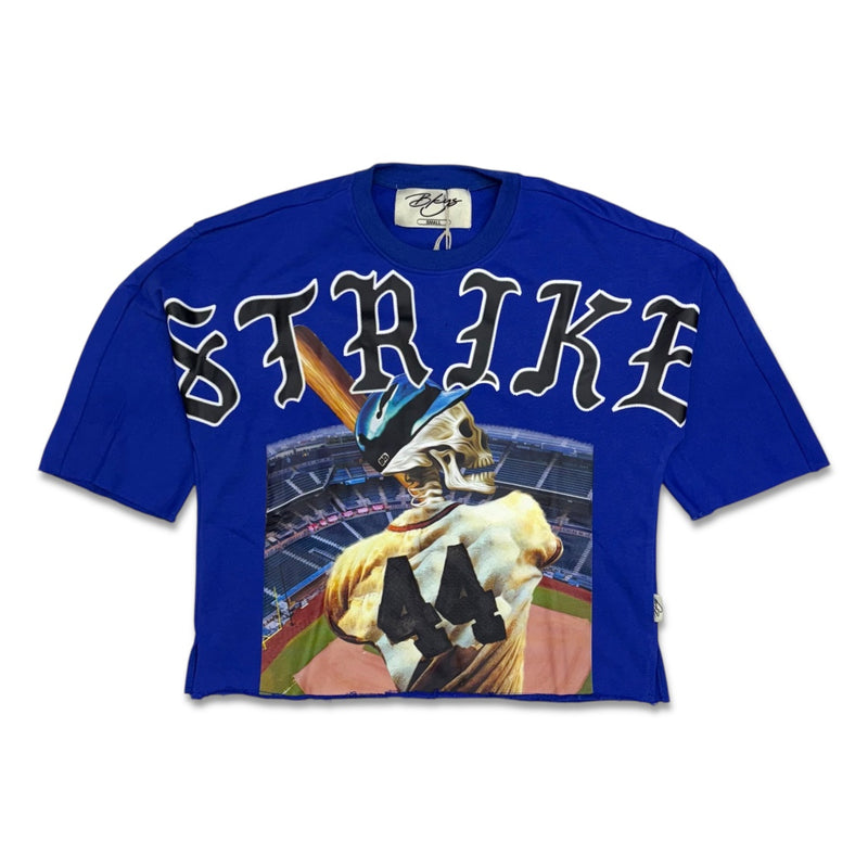 BKYS Strike Skeleton Baseball Cropped Tee (Royal Blue)