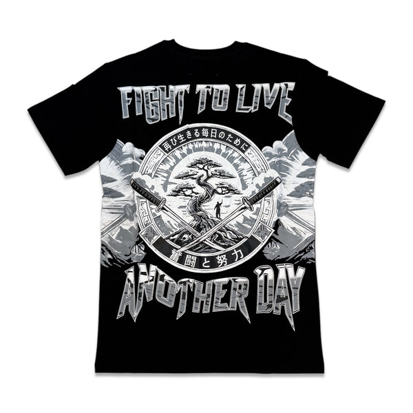 Denimicity Men's 'Fight to Live Another Day' Graphic T-Shirt - Black