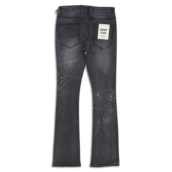 KDNK Men's Spider Web Stacked Jeans – Grey Wash
