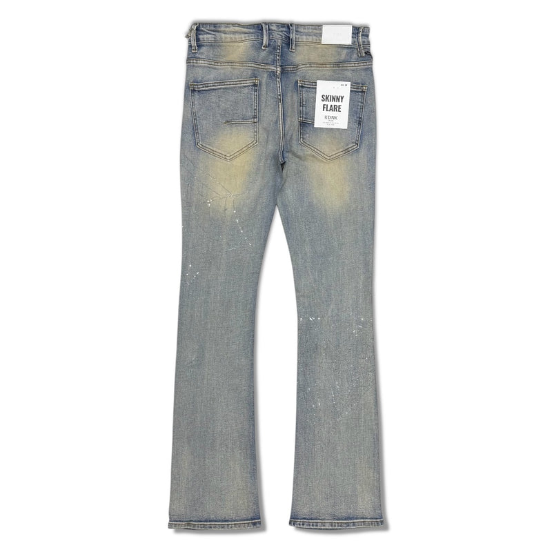 KDNK Men's Spider Web Stacked Jeans – Blue wash