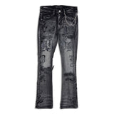KDNK Men’s Stacked Jeans – Black Wash Letter Print