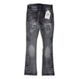 KDNK Men’s Stacked Jeans – Black Wash Letter Print