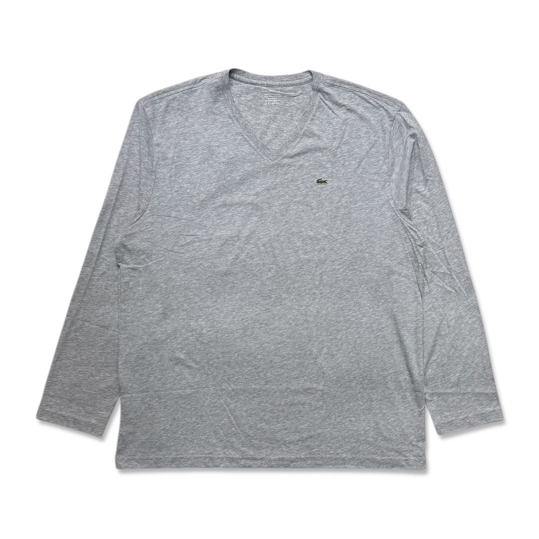 Lacoste Men's long sleeve v-neck pima cotton t-shirt Sliver chine TH1370-51-CCA