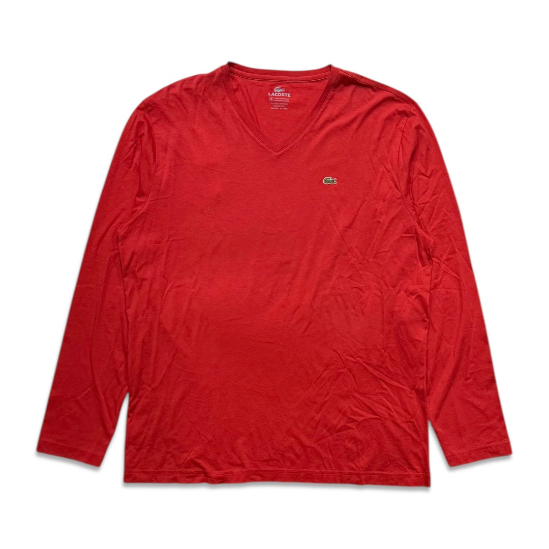 Lacoste Men's long sleeve v-neck pima cotton t-shirt Paprika TH1370-51-Z8D