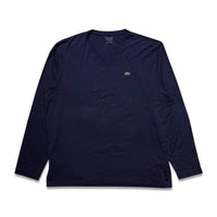 Lacoste Men's long sleeve v-neck pima cotton t-shirt Navy TH1370-51-166