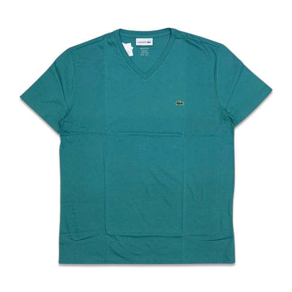 Lacoste Men's v-neck pima cotton t-shirt green-s5J TH6710-51-S5J