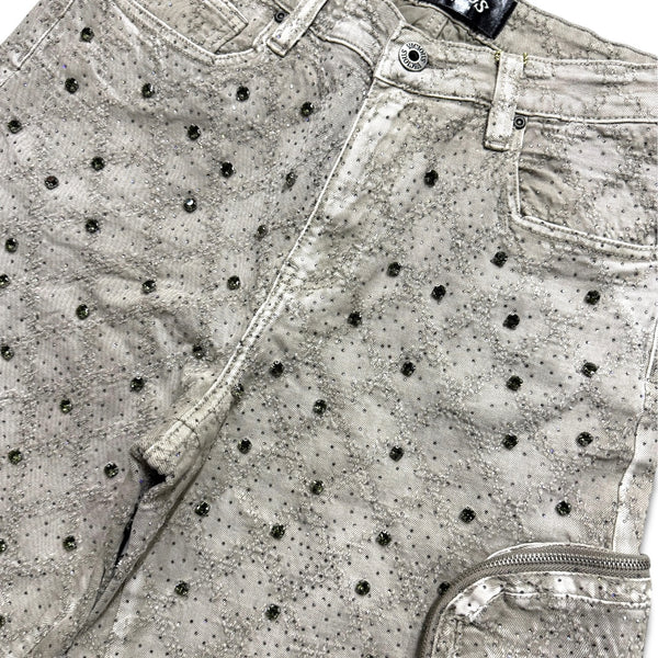 Vicious Denim Men's Embellished cargo shorts - Light taupe