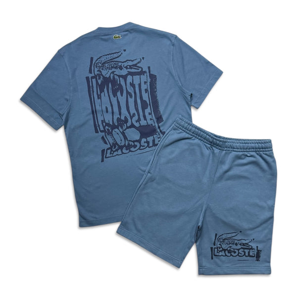 Lacoste Men's Graphic Print short set Blue