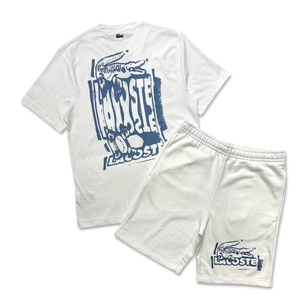 Lacoste Men's Graphic Print short set White/blue