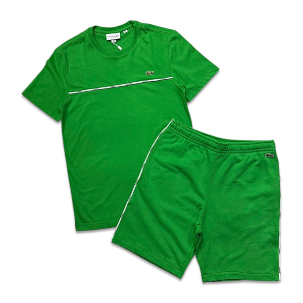 Lacoste Men's logo trim short set Green