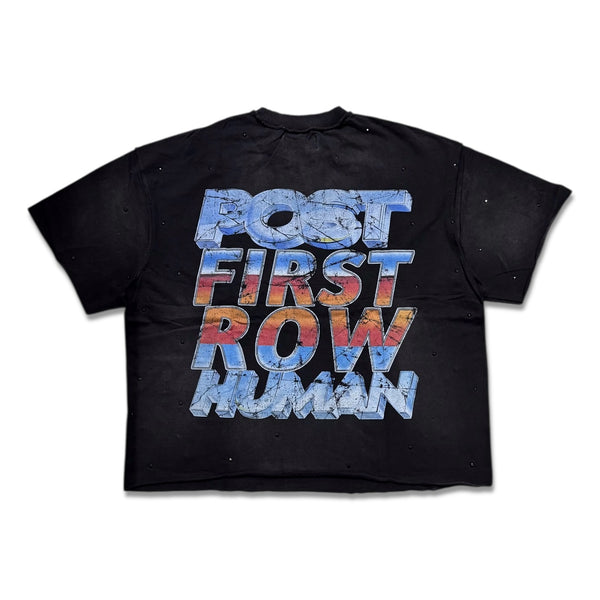 First Row Men's post human cropped tee black