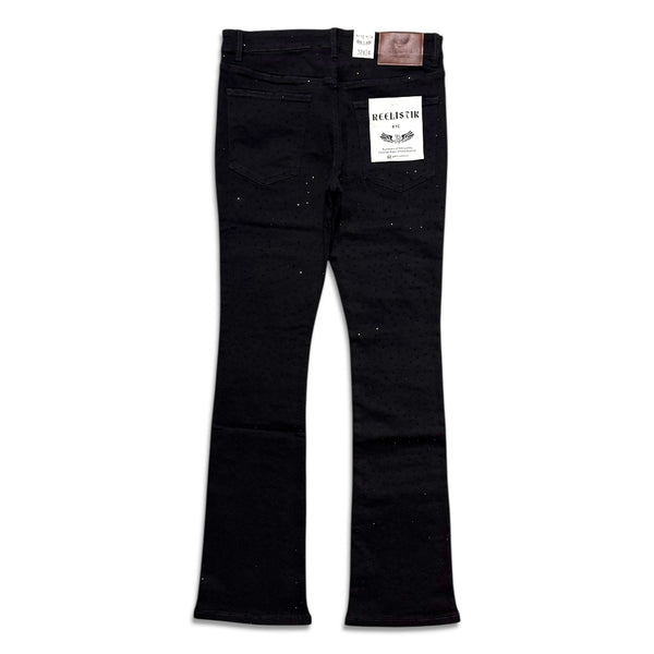 Reelistik NYC Men's Rhinestone Stacked Jeans - Black (RST-6029)