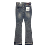 Reelistik NYC Men's Rhinestone Stacked Jeans – Tan Blue (RST-1203)