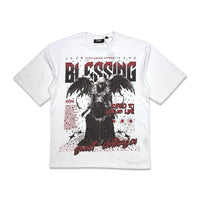 G West Men's Blessing Rhinestone Graphic Tee White/Red/Black