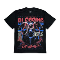 G West Men's Blessing Graphic tee Black/red/royal blue