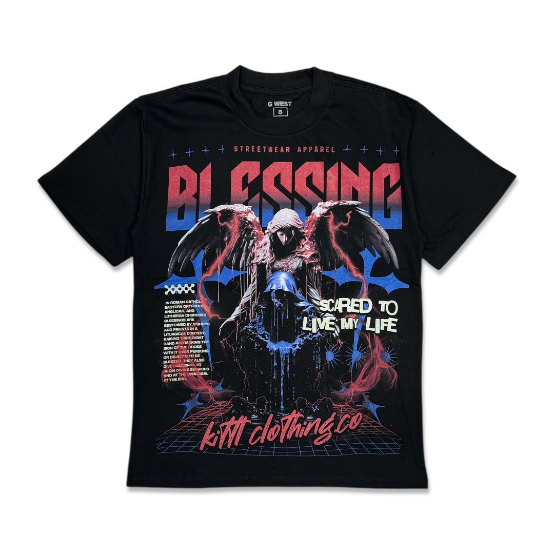 G West Men's Blessing Graphic tee Black/red/royal blue