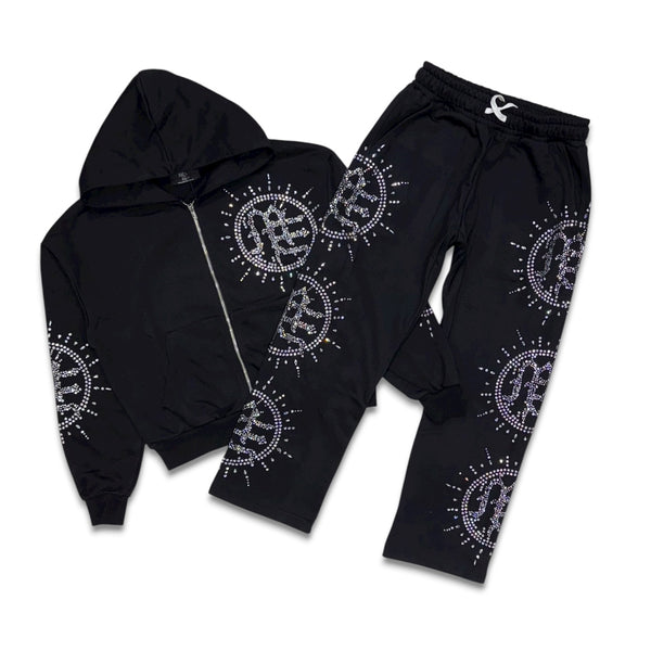 Mixed Emotion Eclipse Rhinestone Jogger set Black – VIP Clothing
