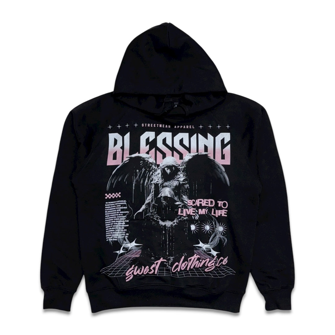 G west Men's Blessing Graphic hoodie Black/Pink