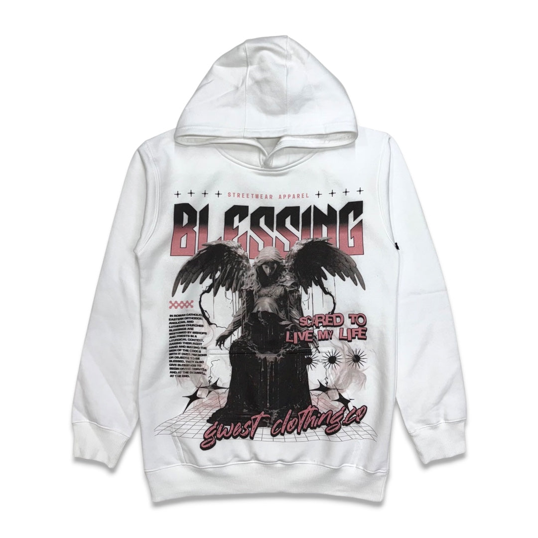 G west Men's Blessing Graphic hoodie White/Pink
