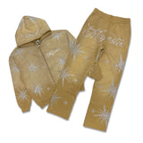 Majestik Men's Rhinestone Dyed Heavy Jogger set eggshell