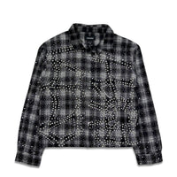 Kindred Men’s Cropped Rhinestone Pearl Flannel Shirt Black