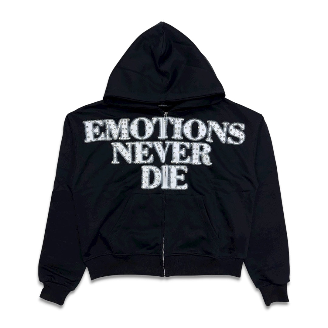 Mixed Emotion ‘End’ Rhinestone Hoodie Black