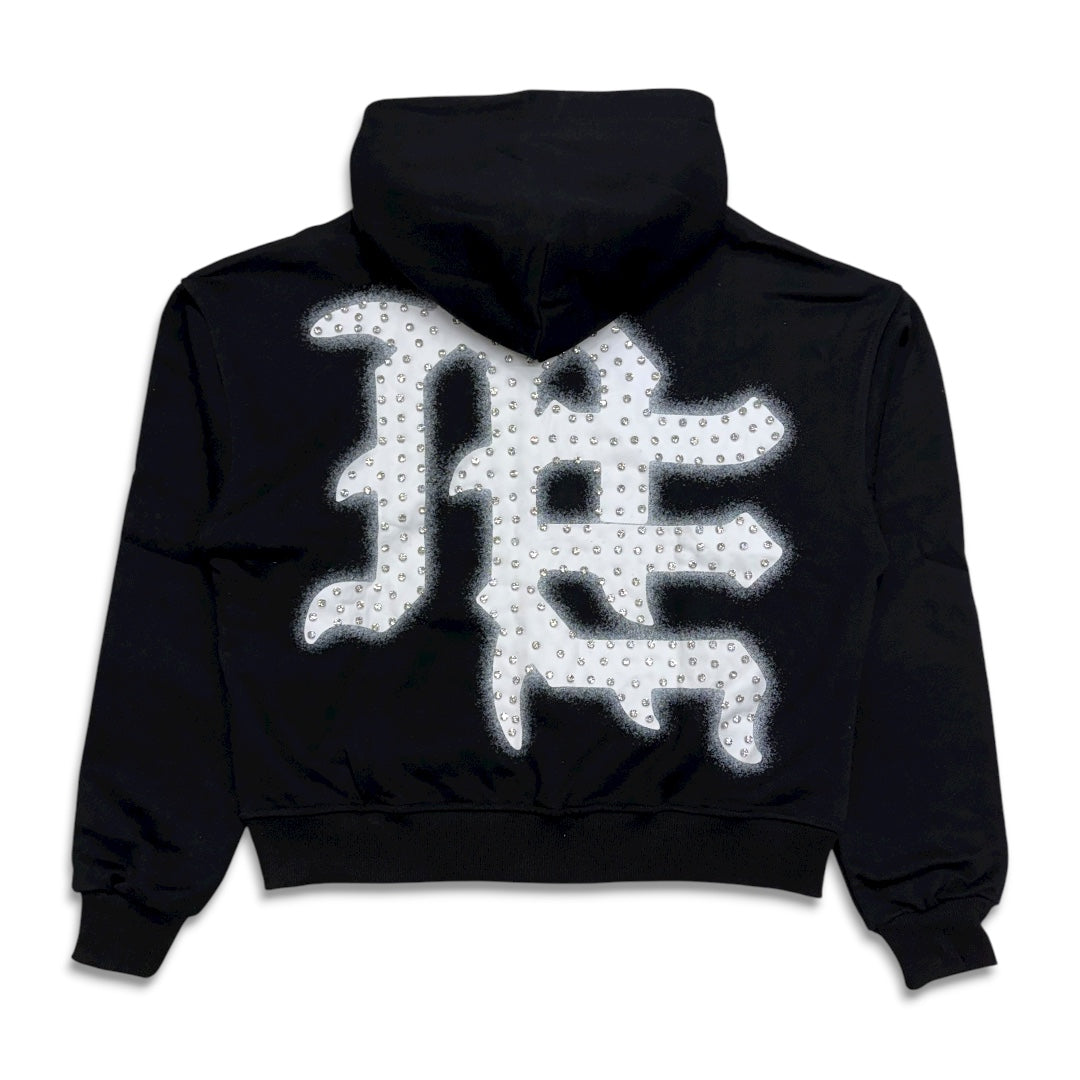 Mixed Emotion ‘End’ Rhinestone Hoodie Black
