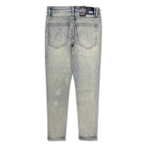 Denimicity Men's Rhinestone Skinny Jeans Bleached Vintage Wash