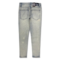 Denimicity Men's Rhinestone Skinny Jeans Bleached Vintage Wash
