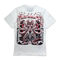 Denimicity Men's warrior of the seas stoned out Rhinestone tee White/Red