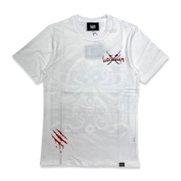 Denimicity Men's warrior of the seas stoned out Rhinestone tee White/Red