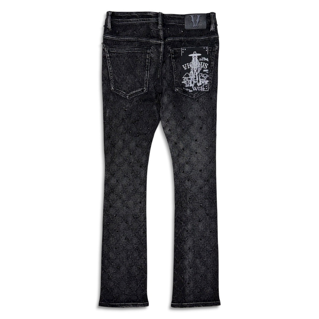 Vicious Denim Men's Stacked Embellished Jeans - Black Wash