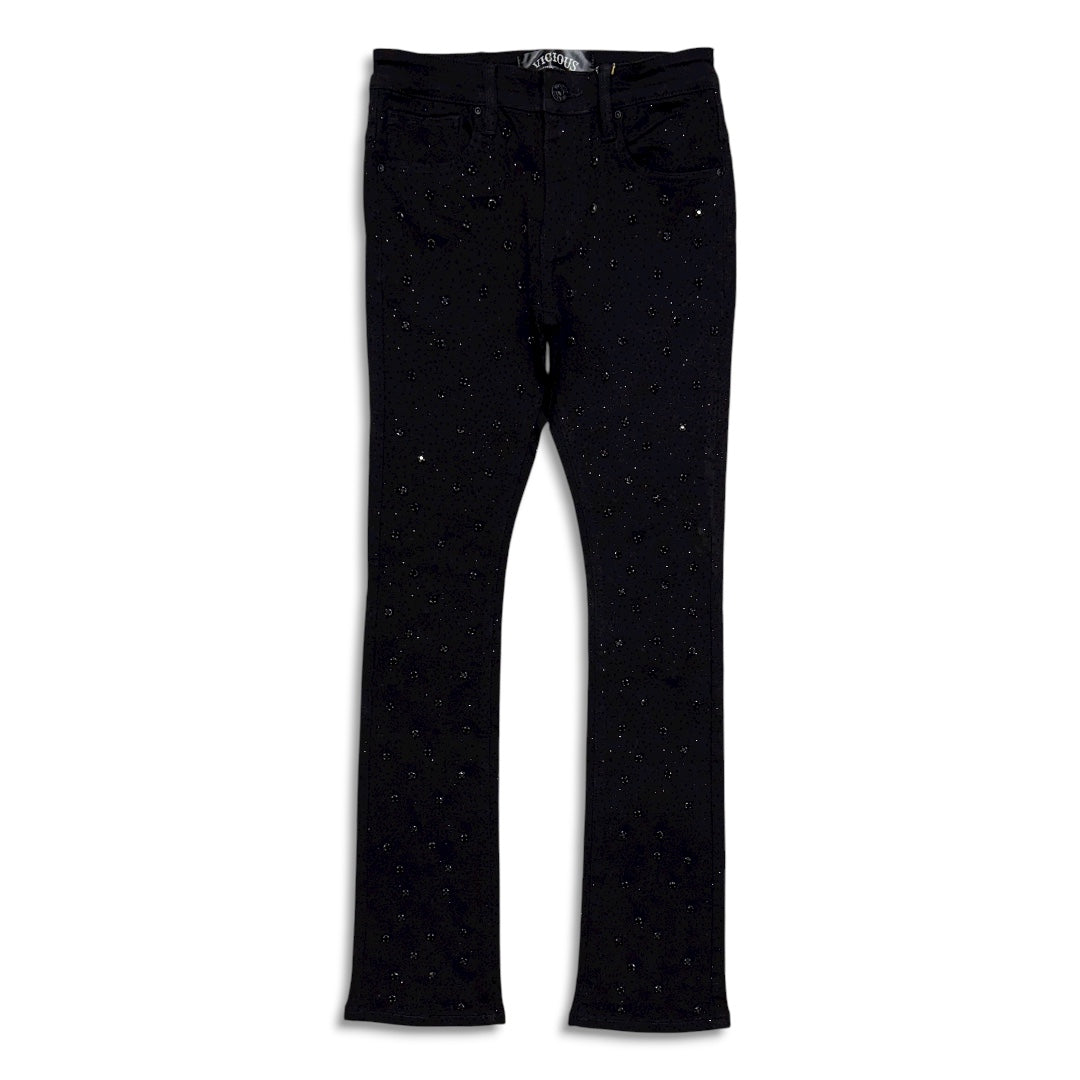 Vicious Denim Men's Stacked embellished jean - Jet Black