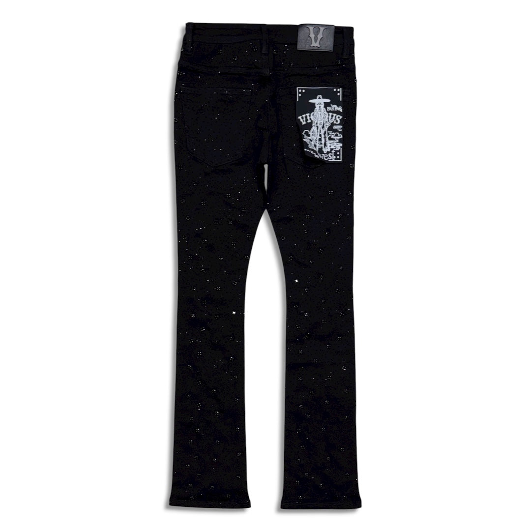 Vicious Denim Men's Stacked embellished jean - Jet Black
