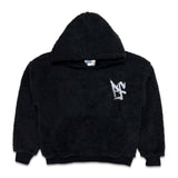 Pushin Flowers Faux Shearling Fleece Hoodie Black