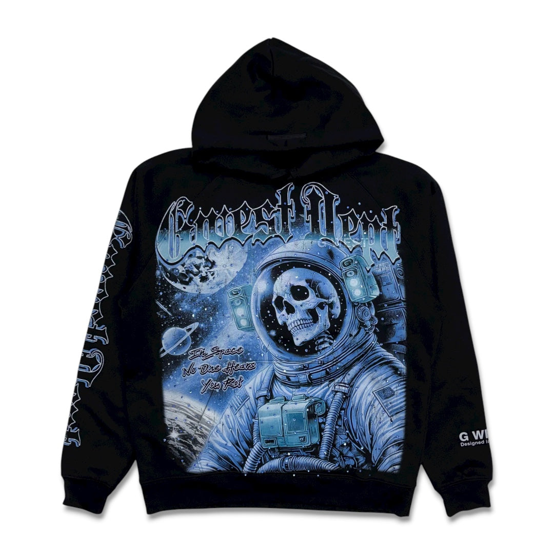 G West Men's Rhinestone Astro Ghost Hoodie Black/Blue