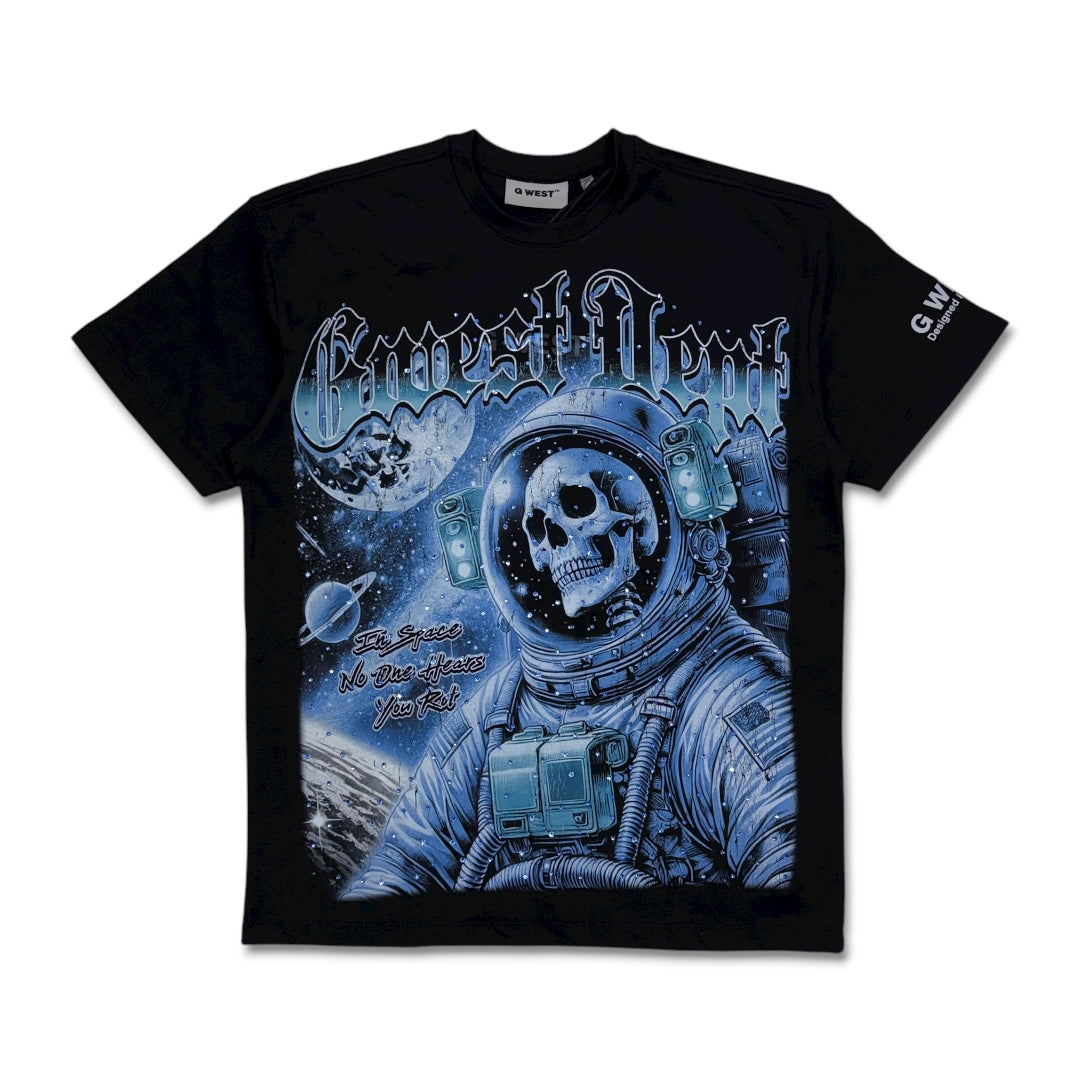G West Men's Rhinestone Astro Ghost Tee Black/Blue