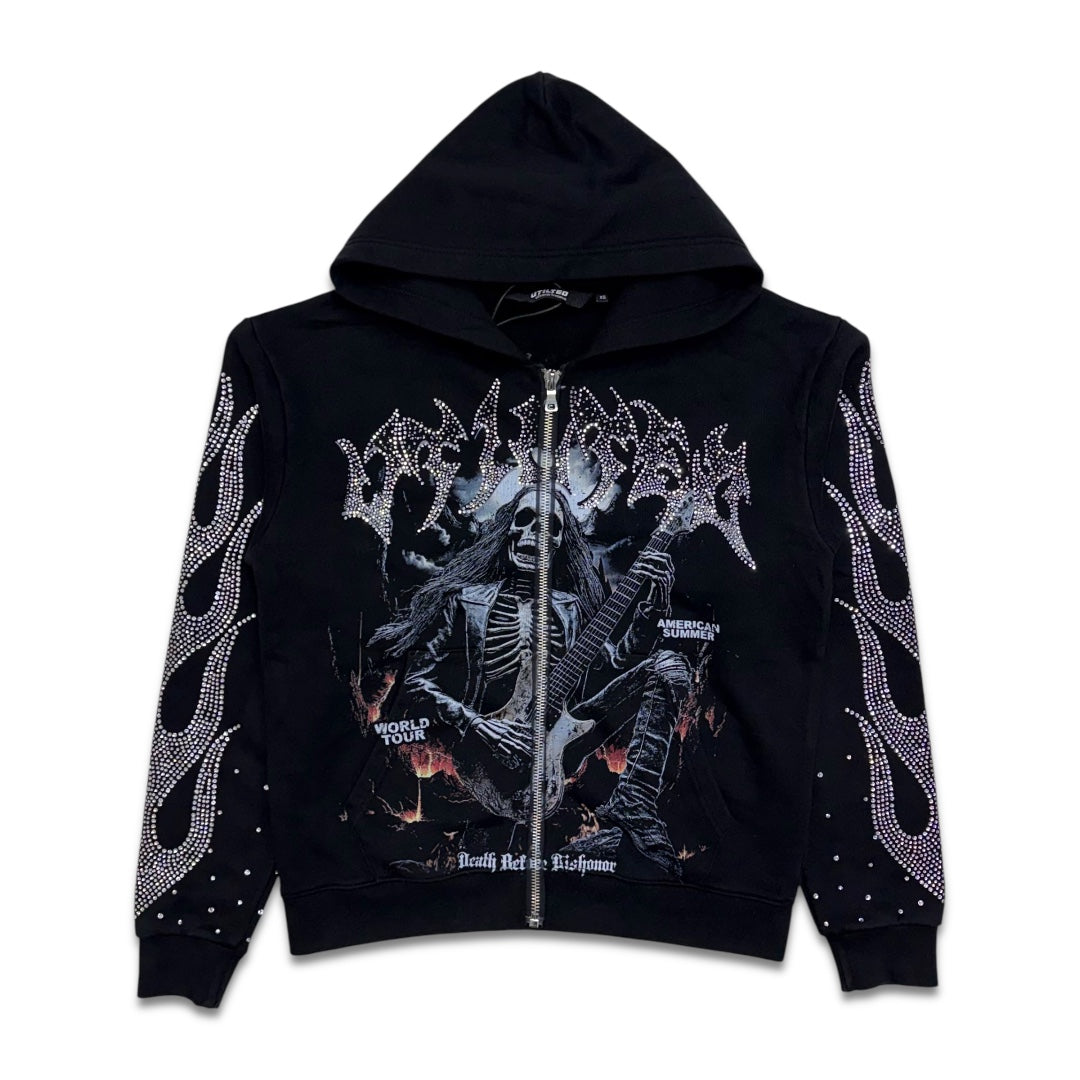 Vtilted Death Proof Zip up Hoodie Washed Black