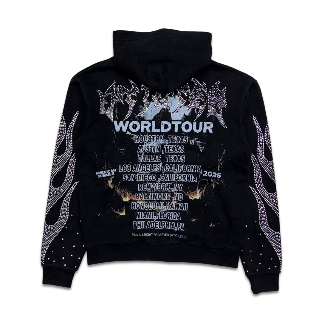 Vtilted Death Proof Zip up Hoodie Washed Black