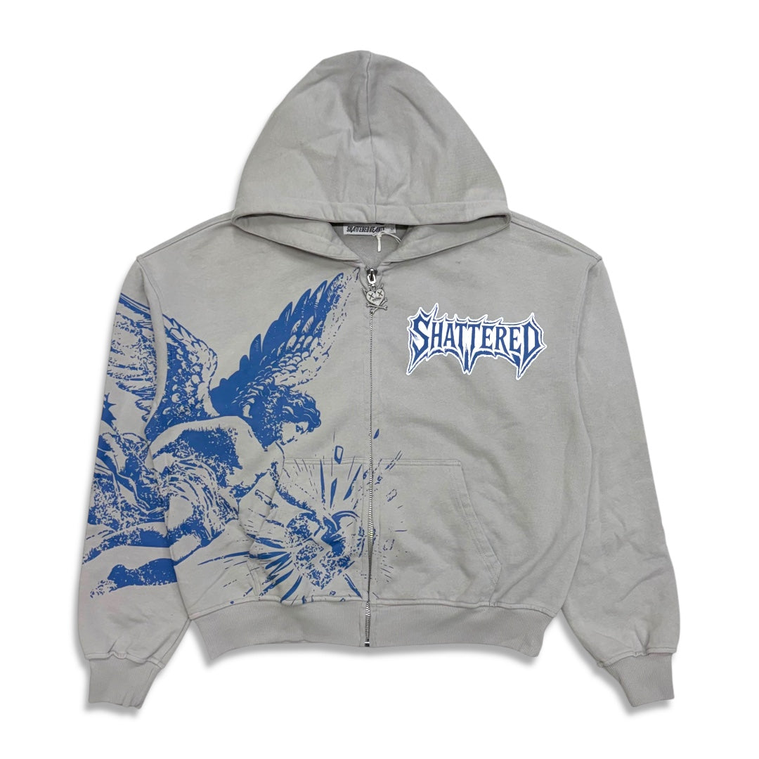 Shattered Hearts Catchin Feelings Hoodie Grey Blue