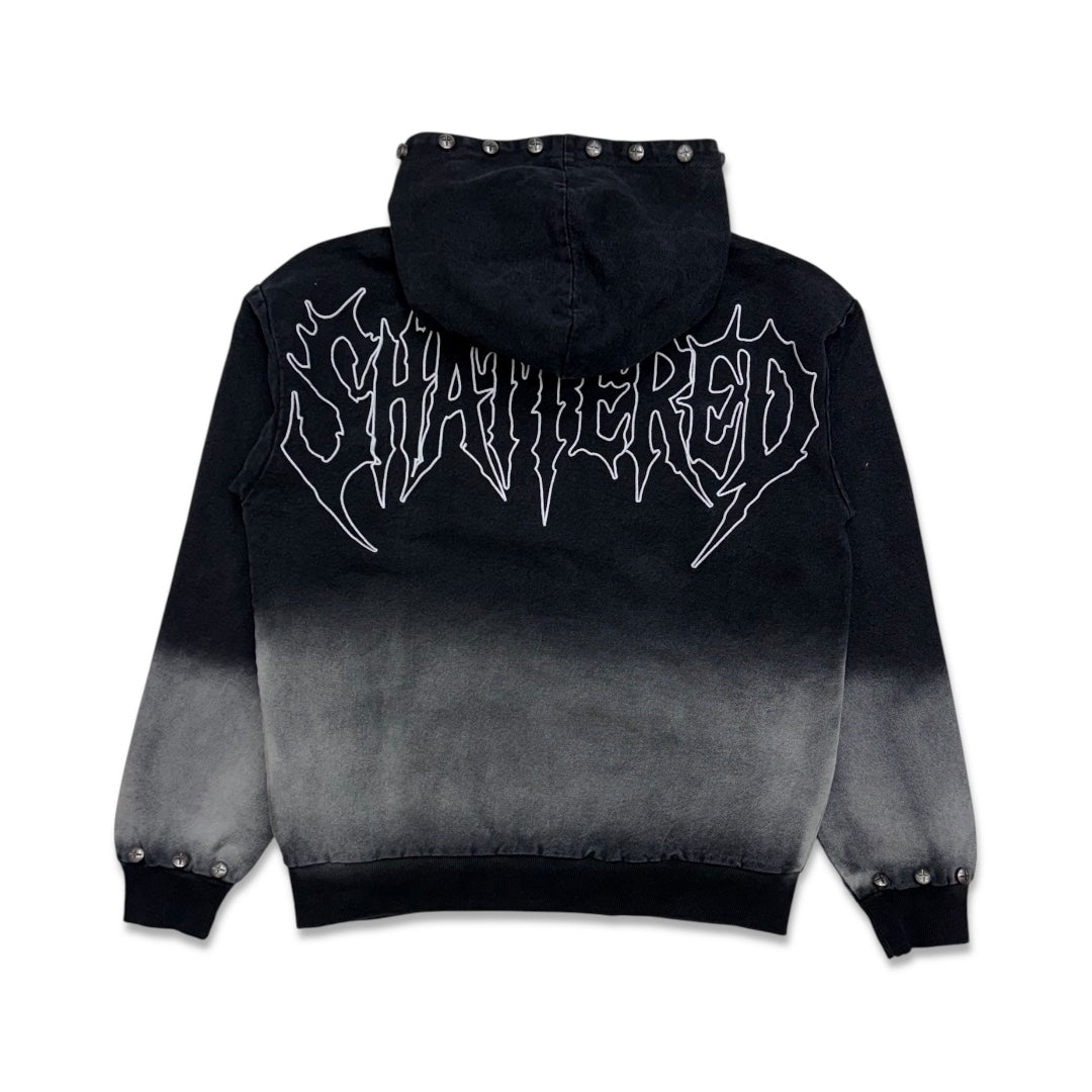 Shattered Hearts Work Jacket Studded Hoodie Black