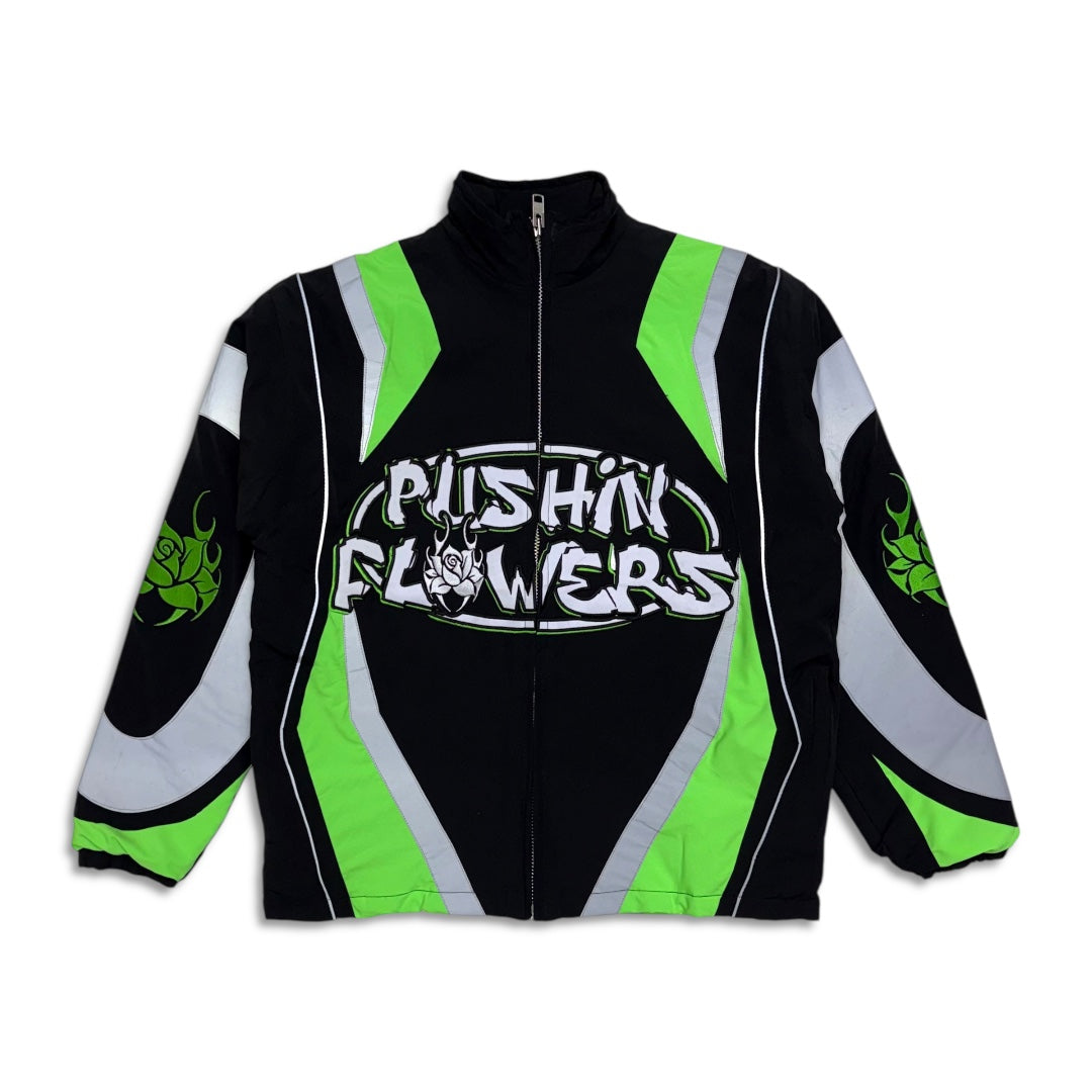 Pushin Flowers Tracksuit Black/lime green