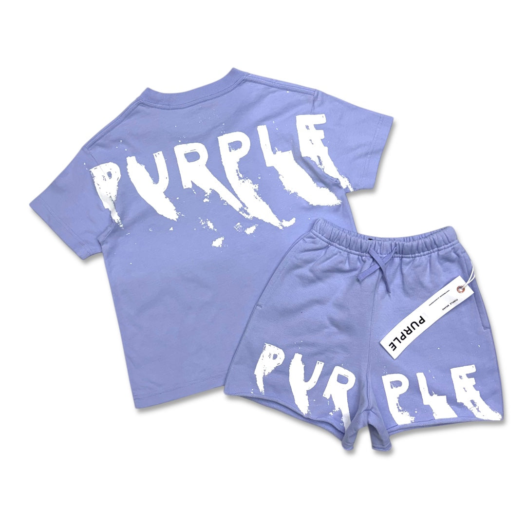 Purple Brand Kids Painted Wordmark Short Set Baby Lavender