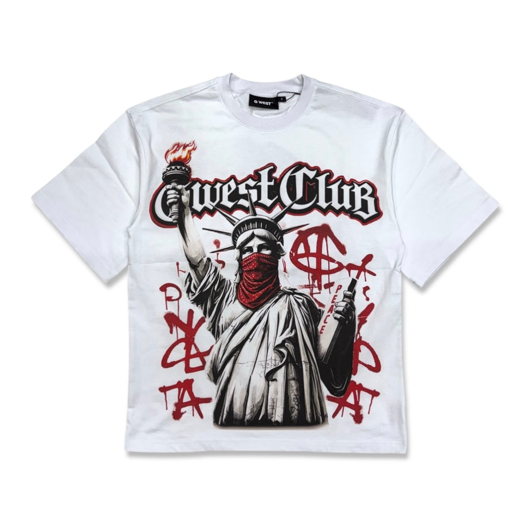 G West Club Liberty Peace Tee White/Red