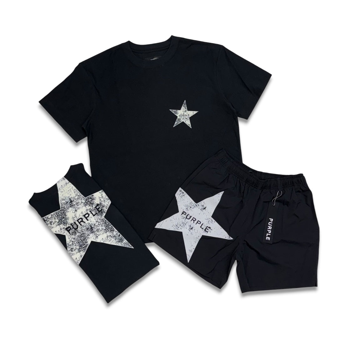 Purple Brand Men's Star Word Mark Short Set Black