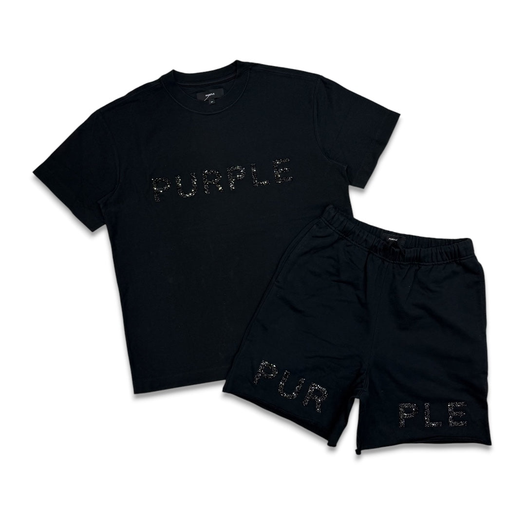 Purple Brand Men's Crystal Short Set Black