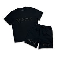 Purple Brand Men's Crystal Short Set Black